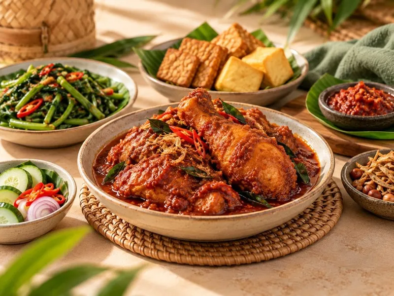 Nasi goreng kampung dengan telur mata dan timun